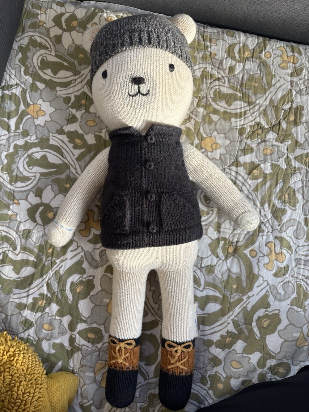 Cuddle + Kind Hudson The Polar Bear Plush Handmade Knitted Nursery Soft Doll 20"